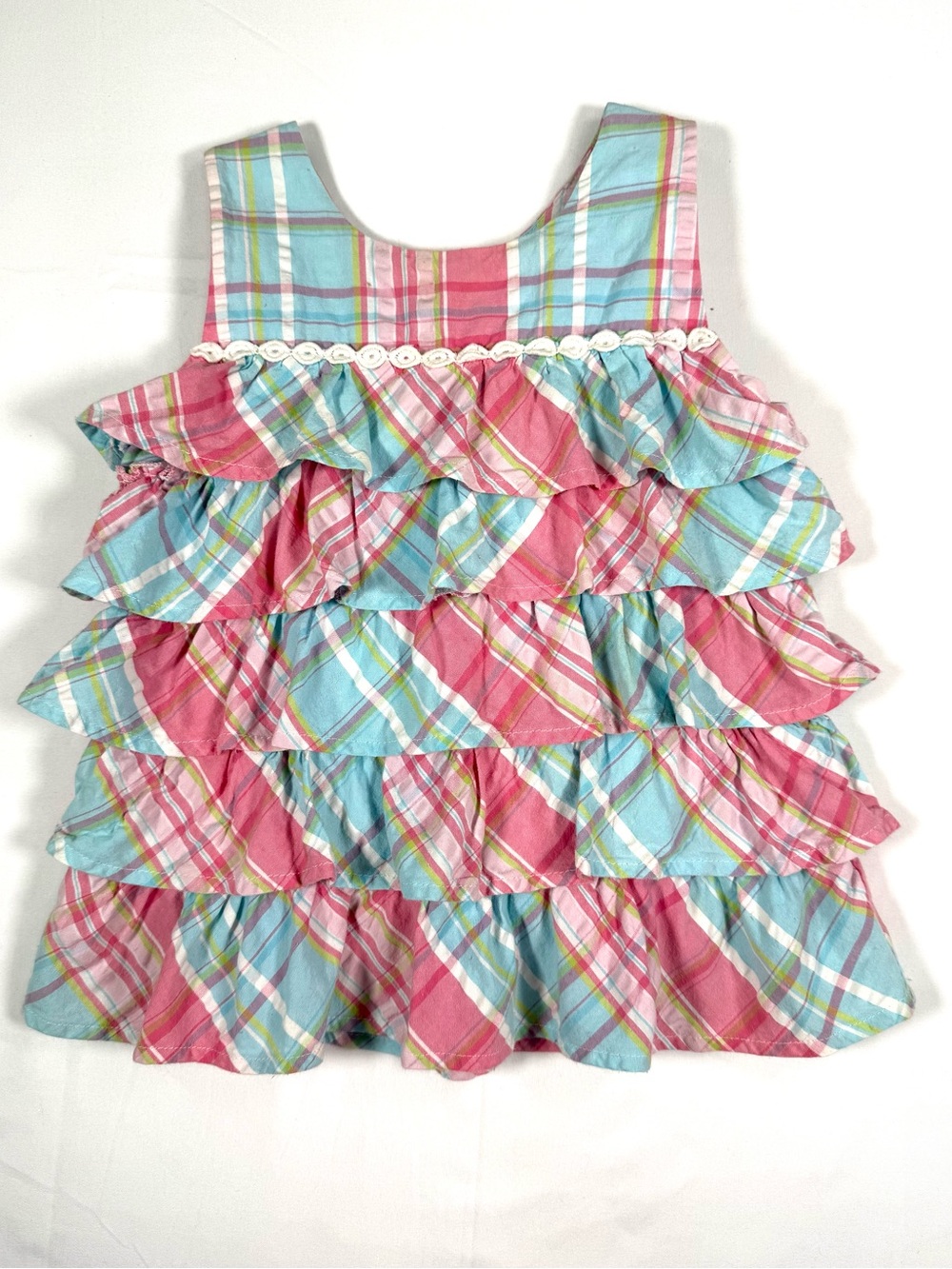 HARTSTRINGS Girls‎ Tiered Ruffle Plaid Sleeveless Top 6 Preppy Cottagecore